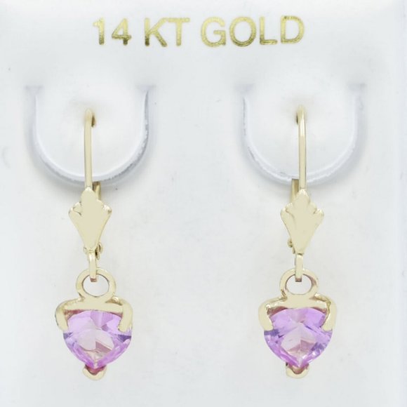 PINK SAPPHIRES 1.60 Cts DANGLING EARRINGS 14K YELLOW GOLD